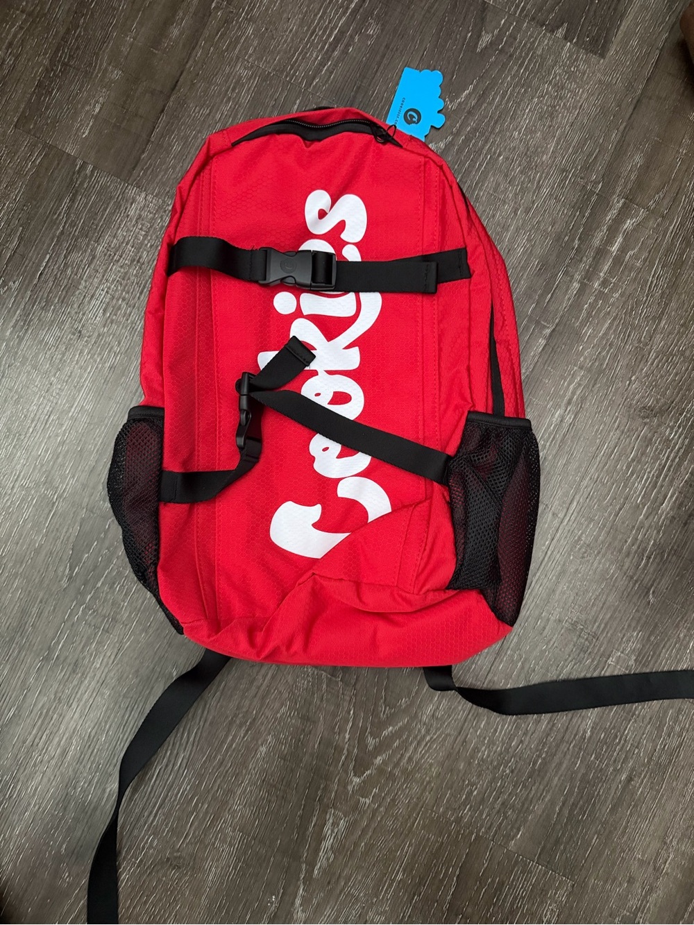Red Logo-Print Backpack with Mesh Pockets - Men's Daypack